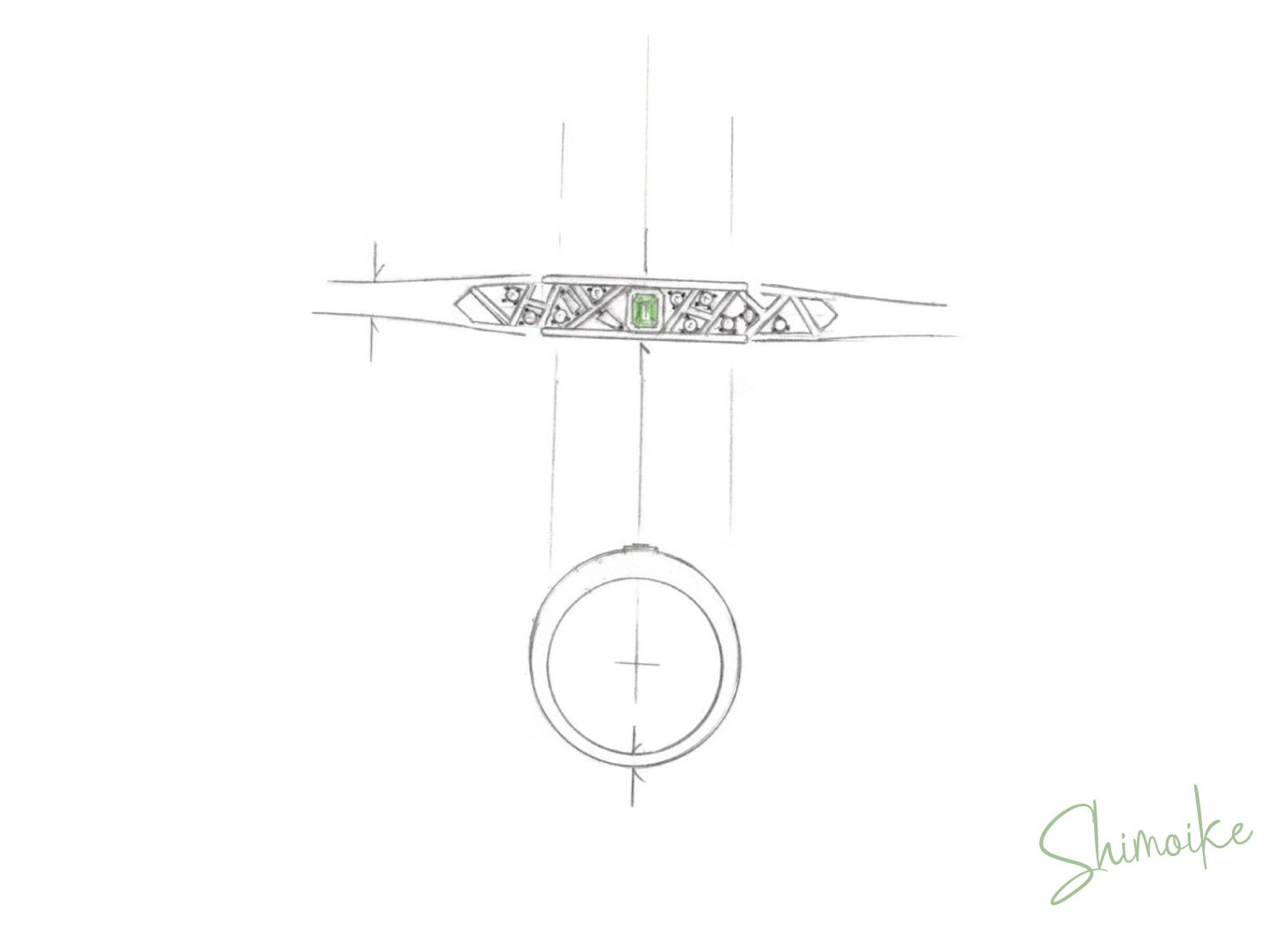 デザイン画　エメラルドリング