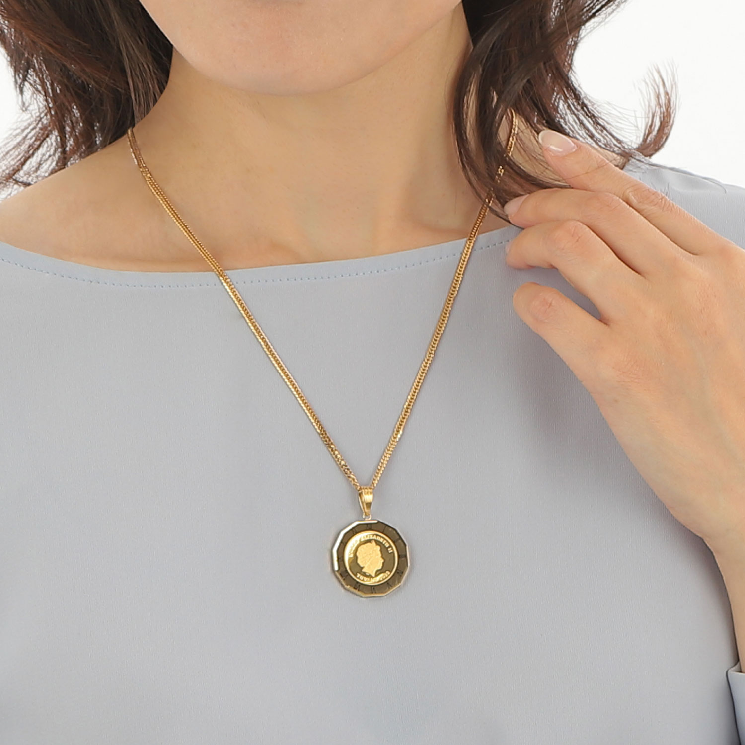 京都店　喜平＆コインフェア　コインペンダント着用画像