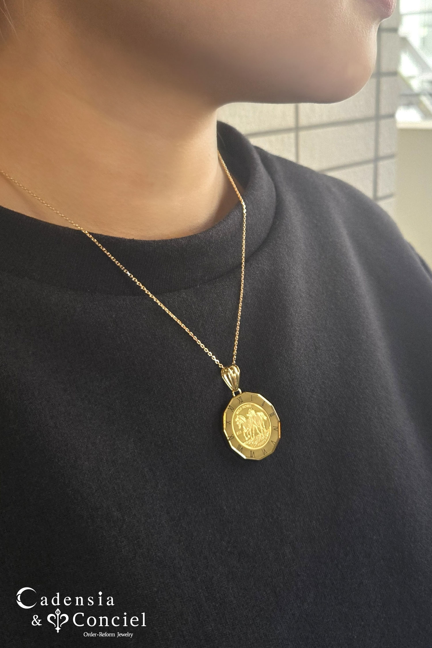 コインペンダント,喜平ネックレス,着用画像