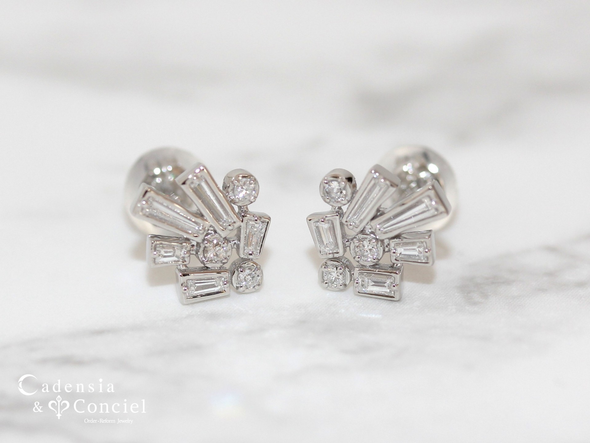 完成画像　ダイヤモンドピアス