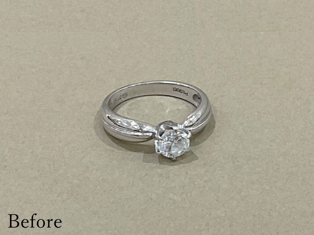 Before　高さのある立て爪リング