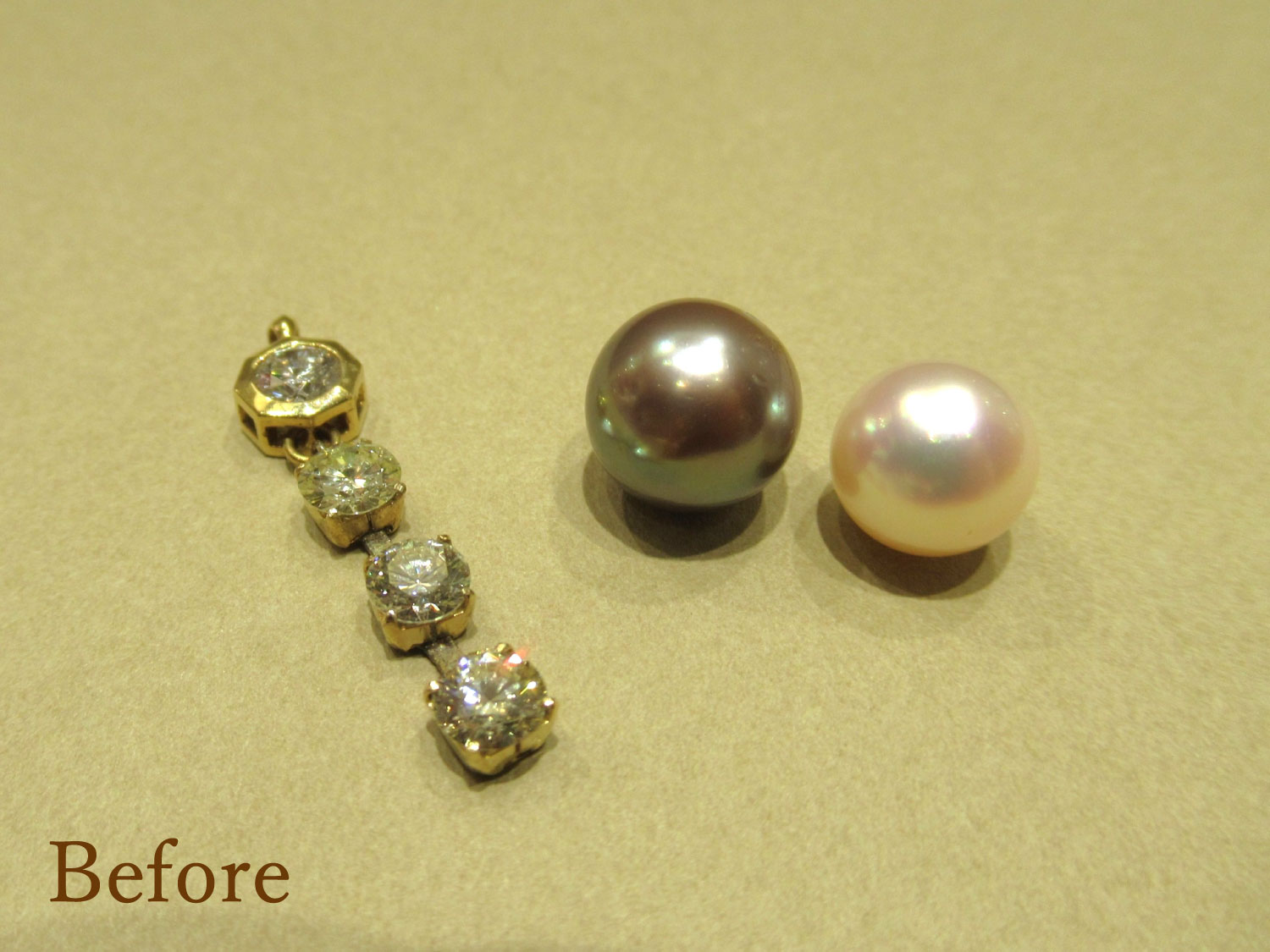 Before：パールとダイヤネックレス